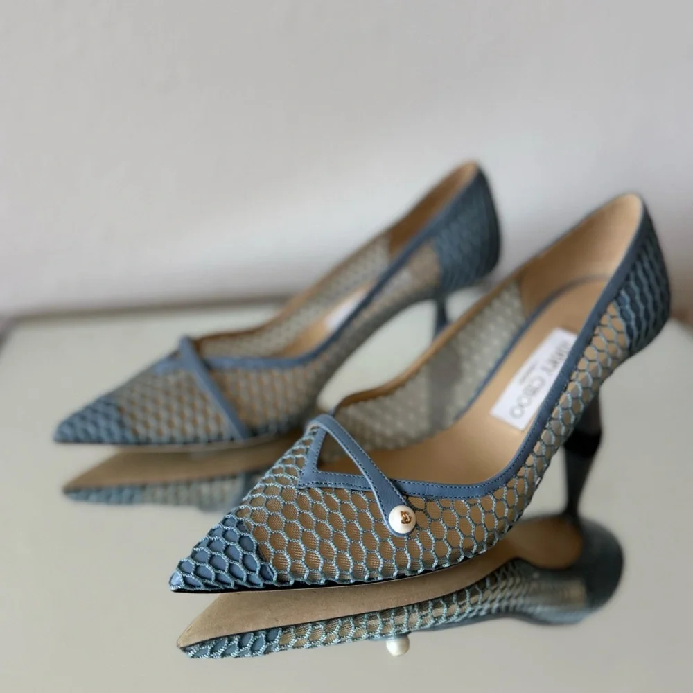 Jimmy Choo Rosalia 65 mesh and leather pumps